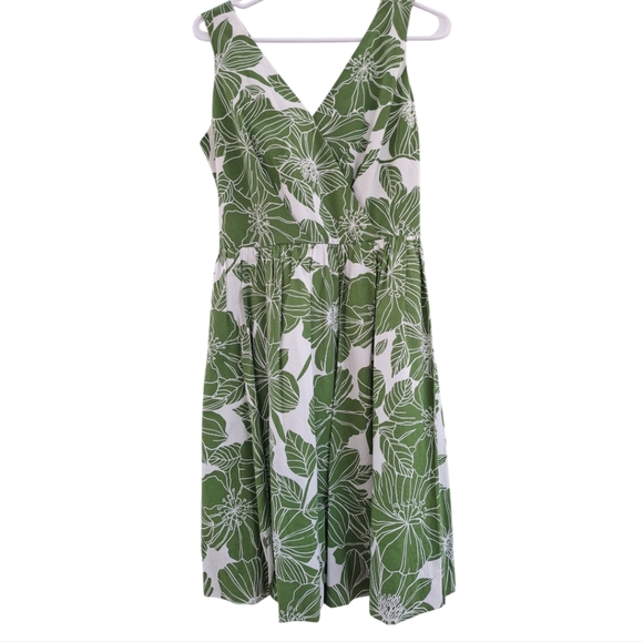 Jessica Howard Green and White Floral Sleeveless Dress Women's Size 10P - Picture 7 of 13